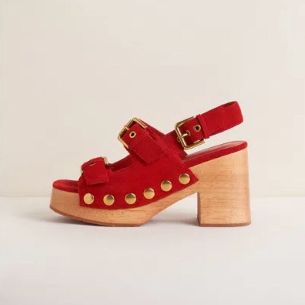 Charlotte Stone Red Suede Platform Sandals